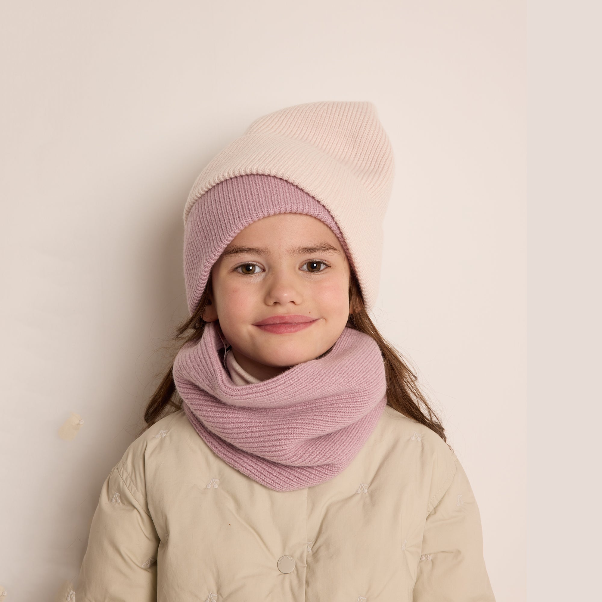 Girls Light Pink Cashmere Hat