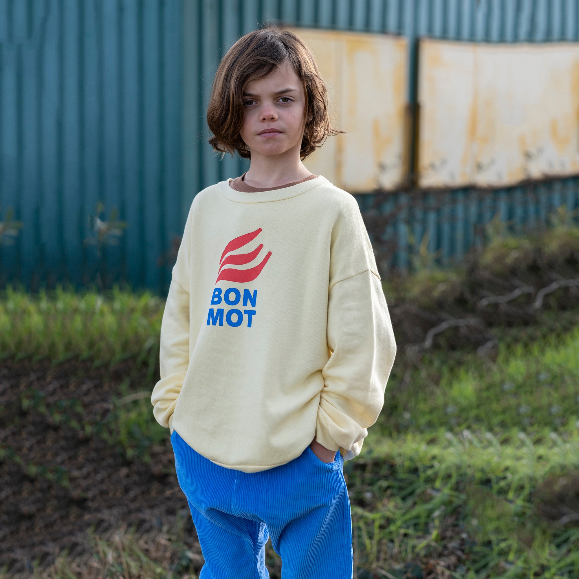 Boys & Girls Yellow Logo Cotton Sweatshirt