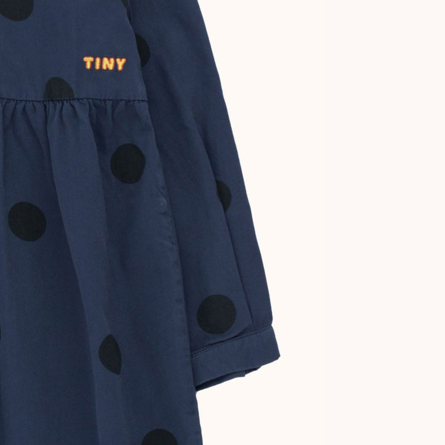 Girls Dark Navy Dots Dress