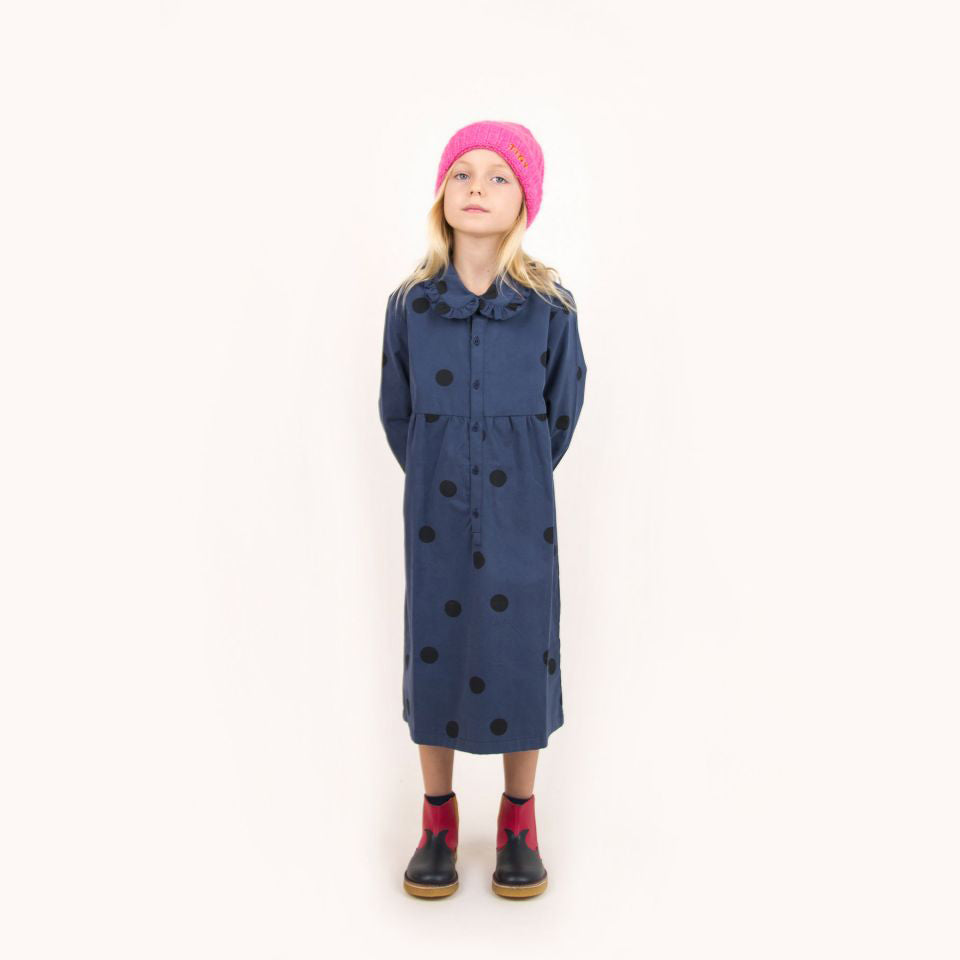 Girls Dark Navy Dots Dress