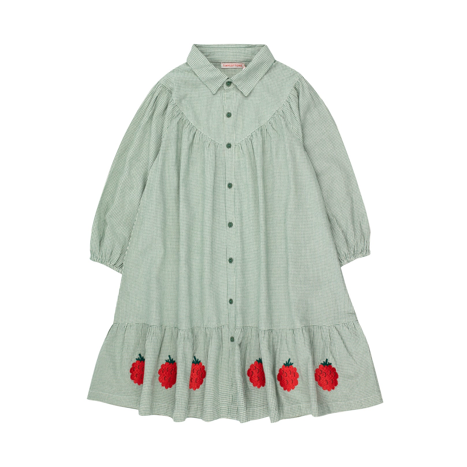 Girls Green Check Cotton Dress