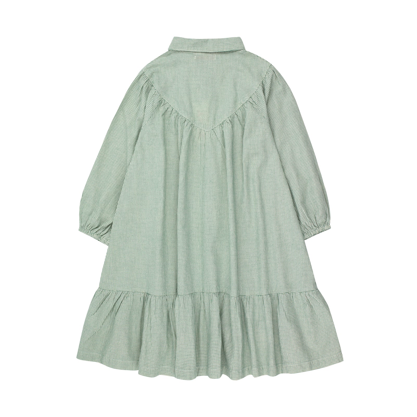 Girls Green Check Cotton Dress