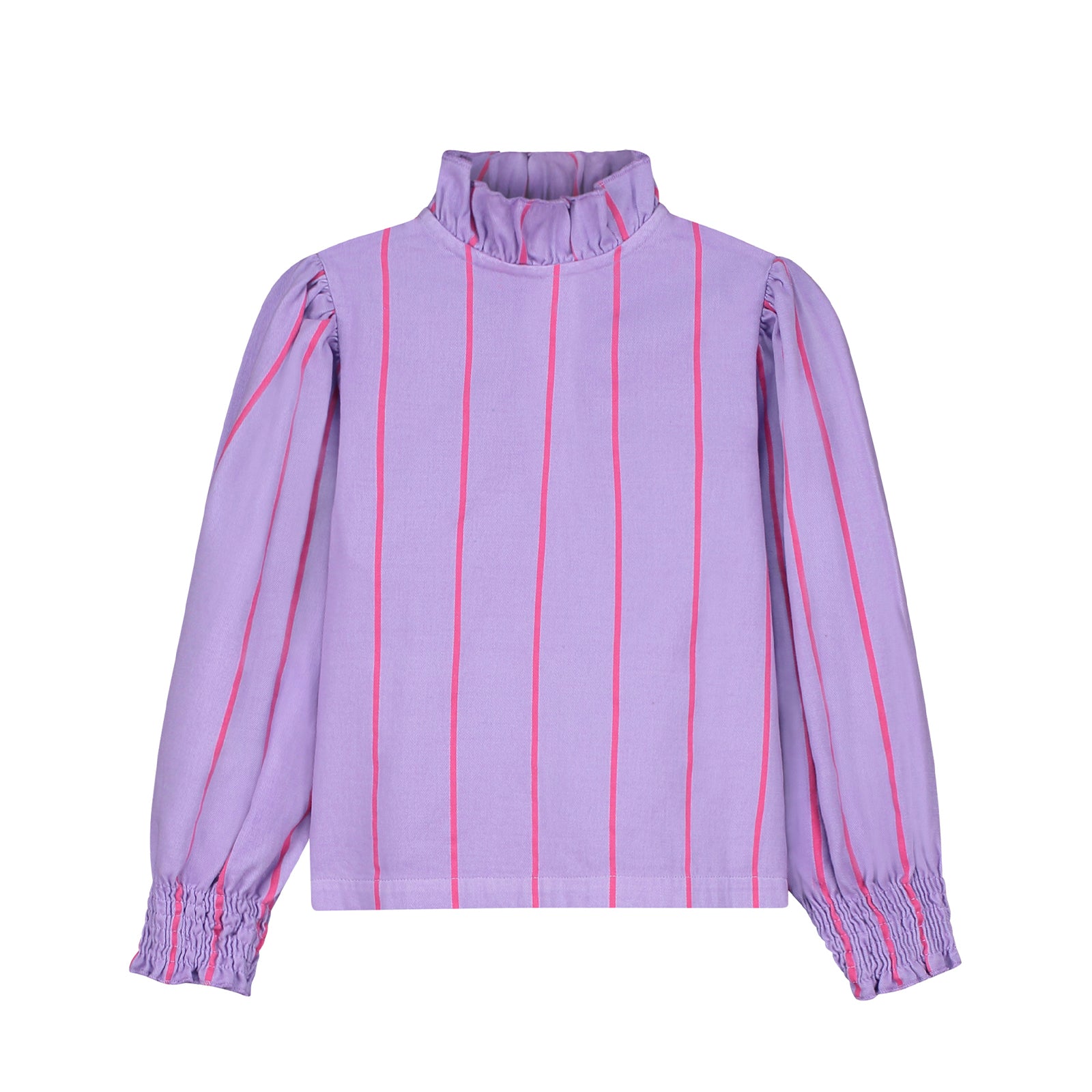 Girls Lilac Stripes Cotton Shirt