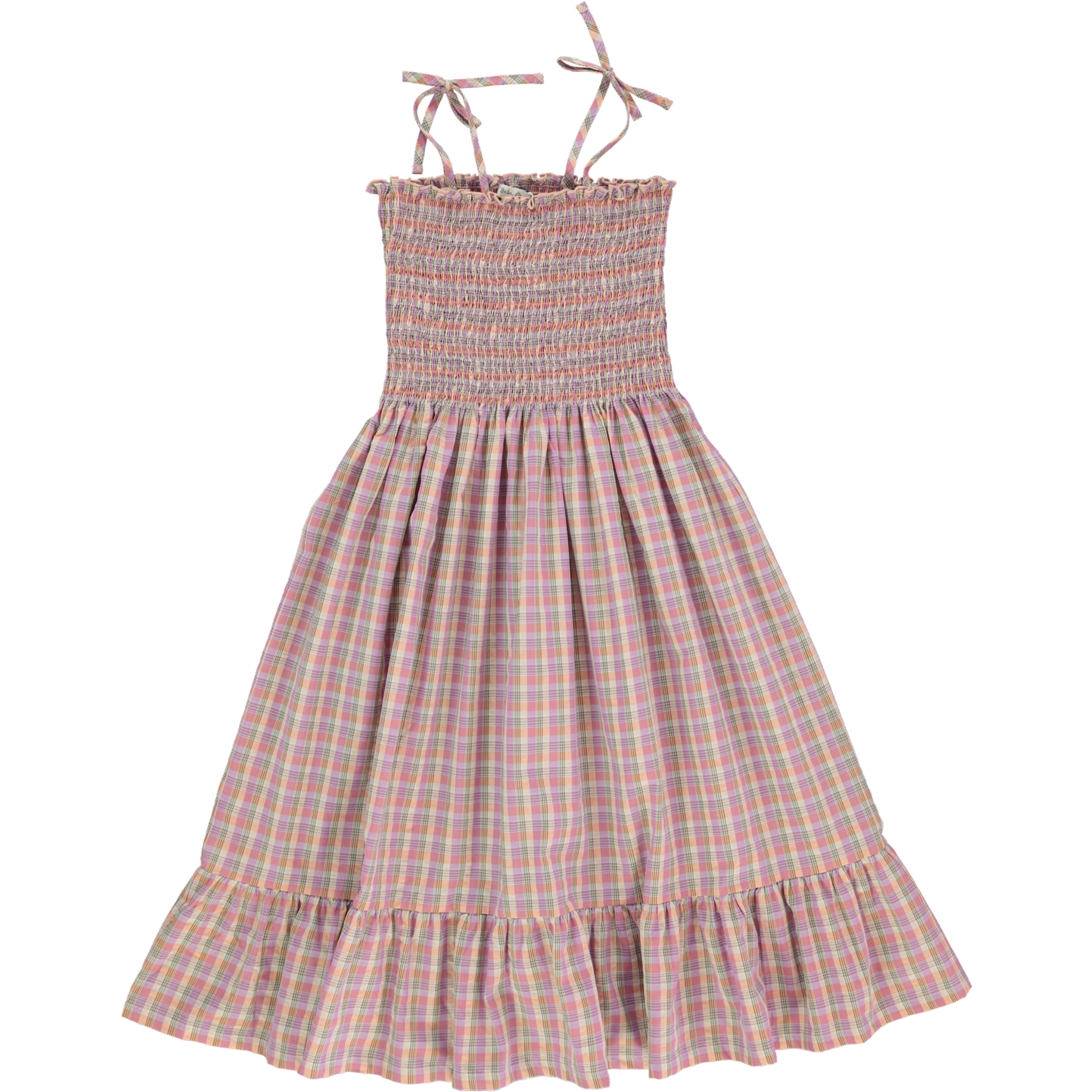 Girls Purple Check Cotton Sling Dress