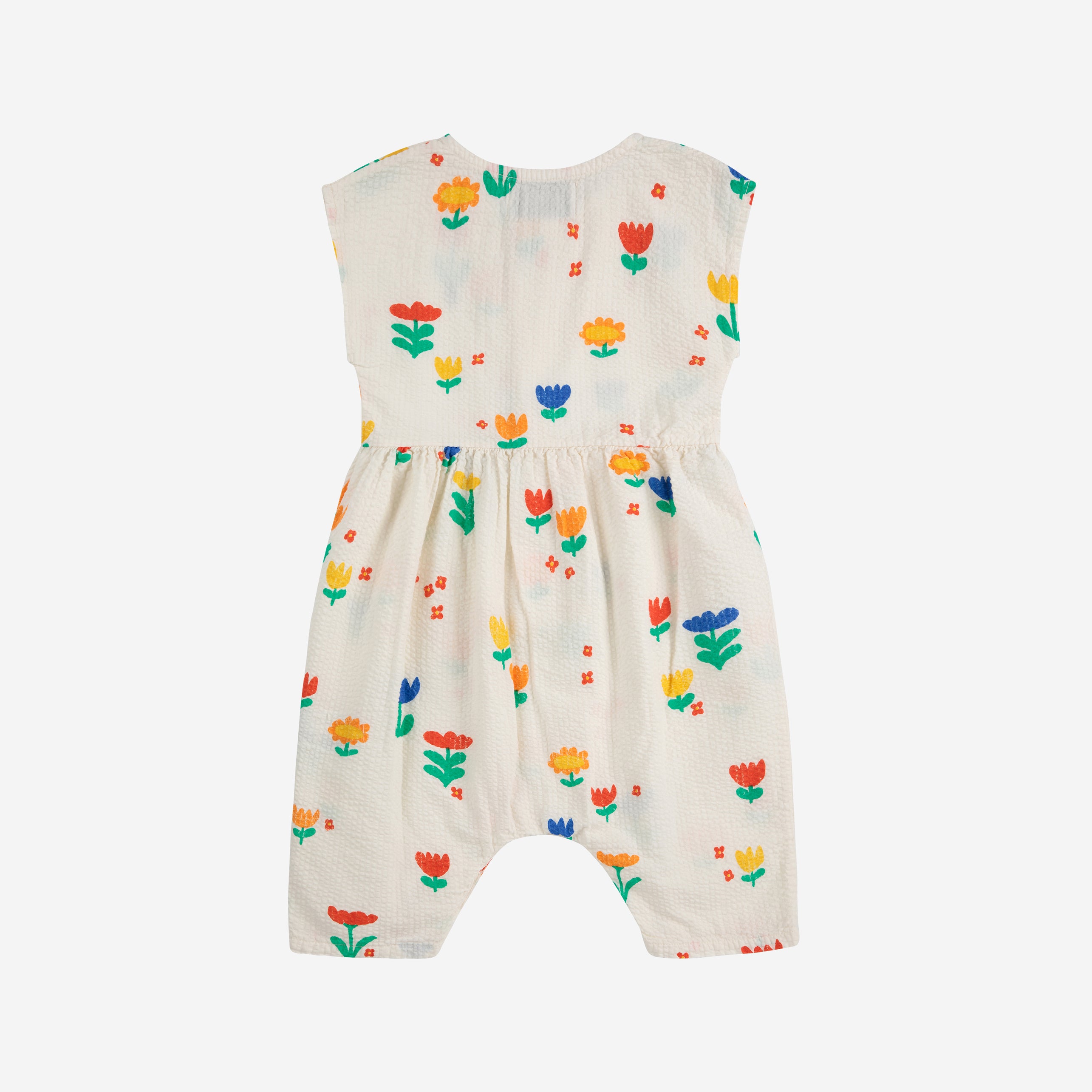 Baby Girls Offwhite Printed Flower Cotton Jumpsuit
