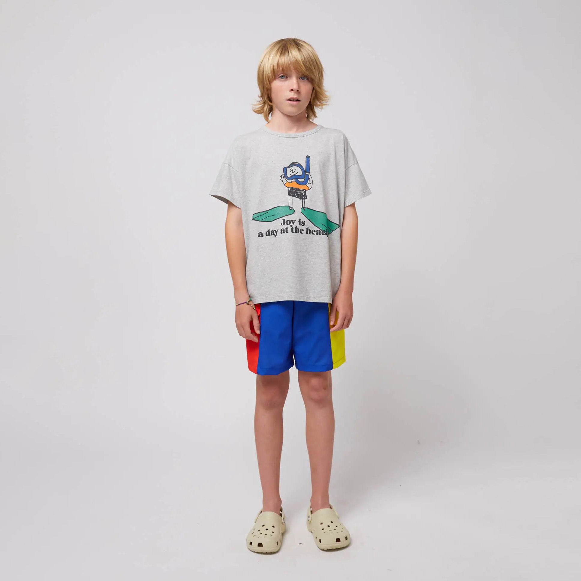 Boys & Girls Grey Printed Cotton T-Shirt