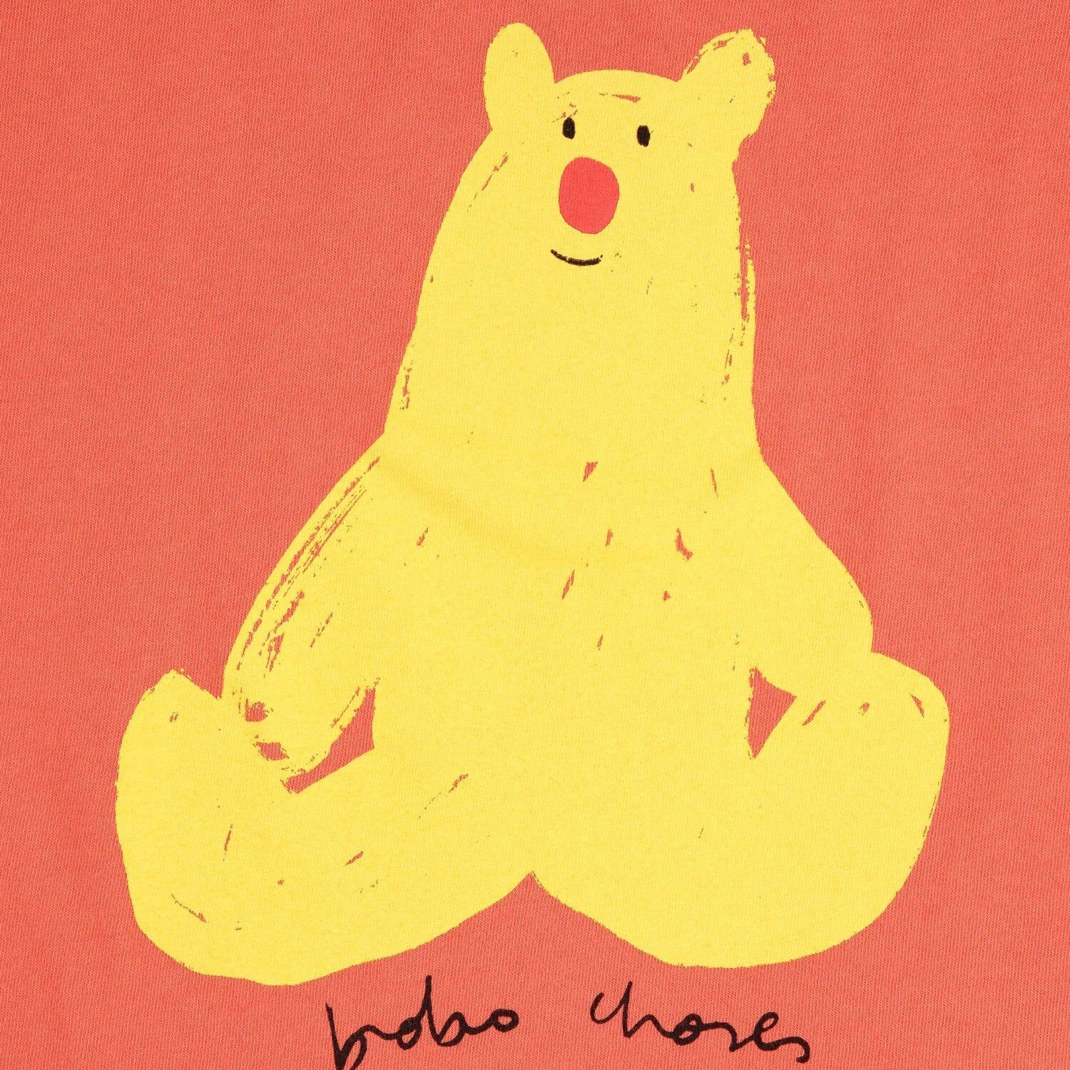 Boys & Girls Orange Hug Bear Printed Cotton T-Shirt