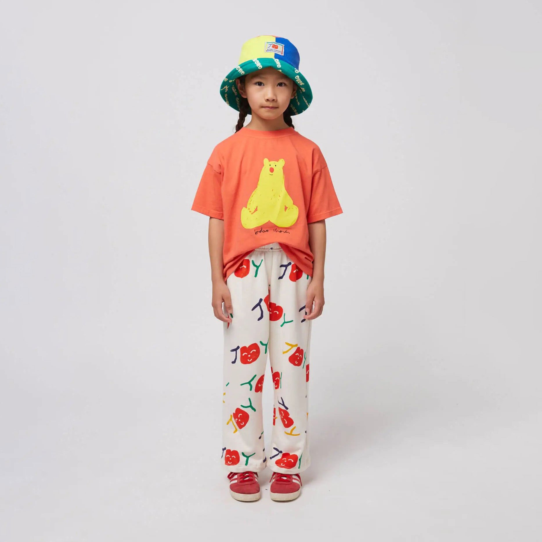 Boys & Girls Orange Hug Bear Printed Cotton T-Shirt