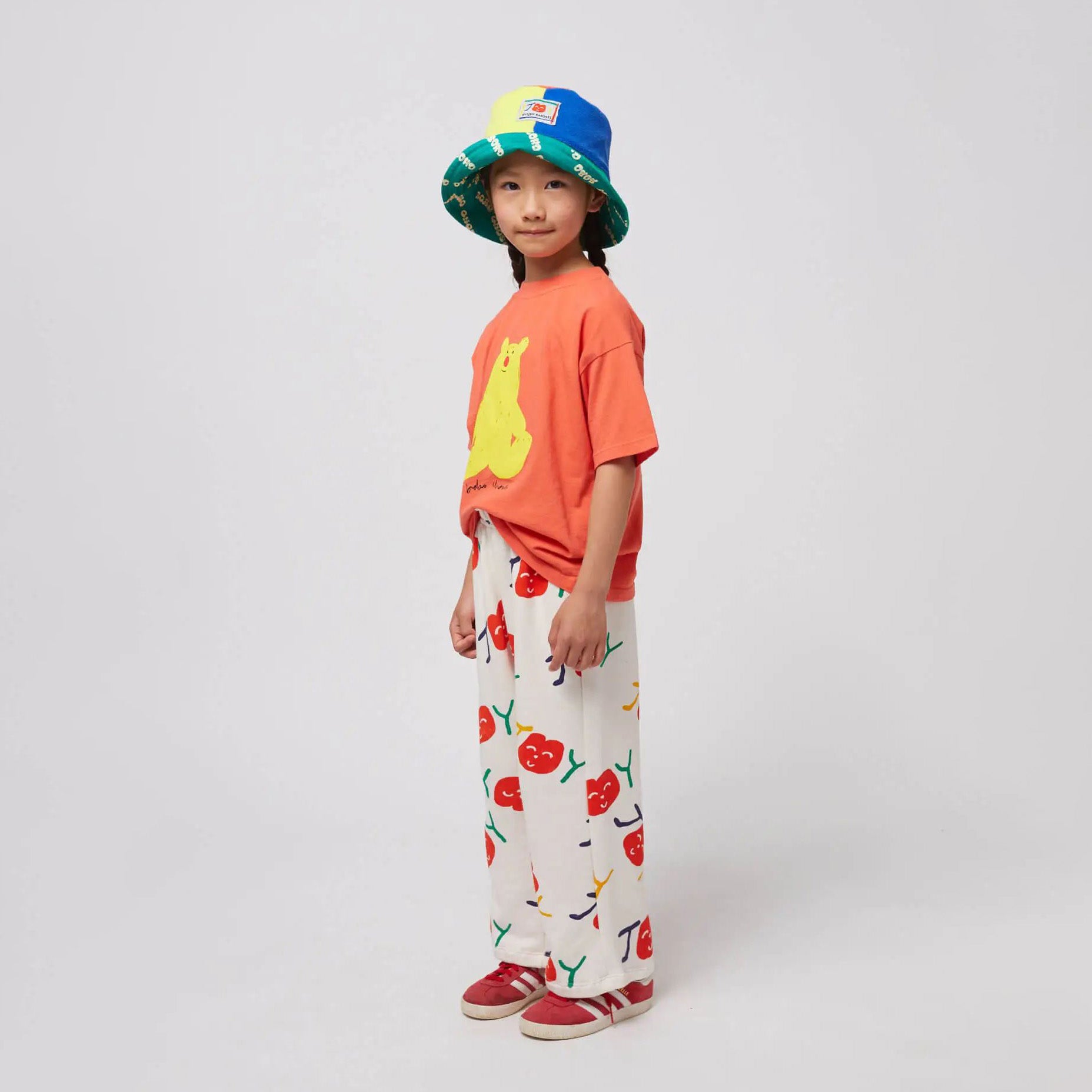 Boys & Girls Orange Hug Bear Printed Cotton T-Shirt