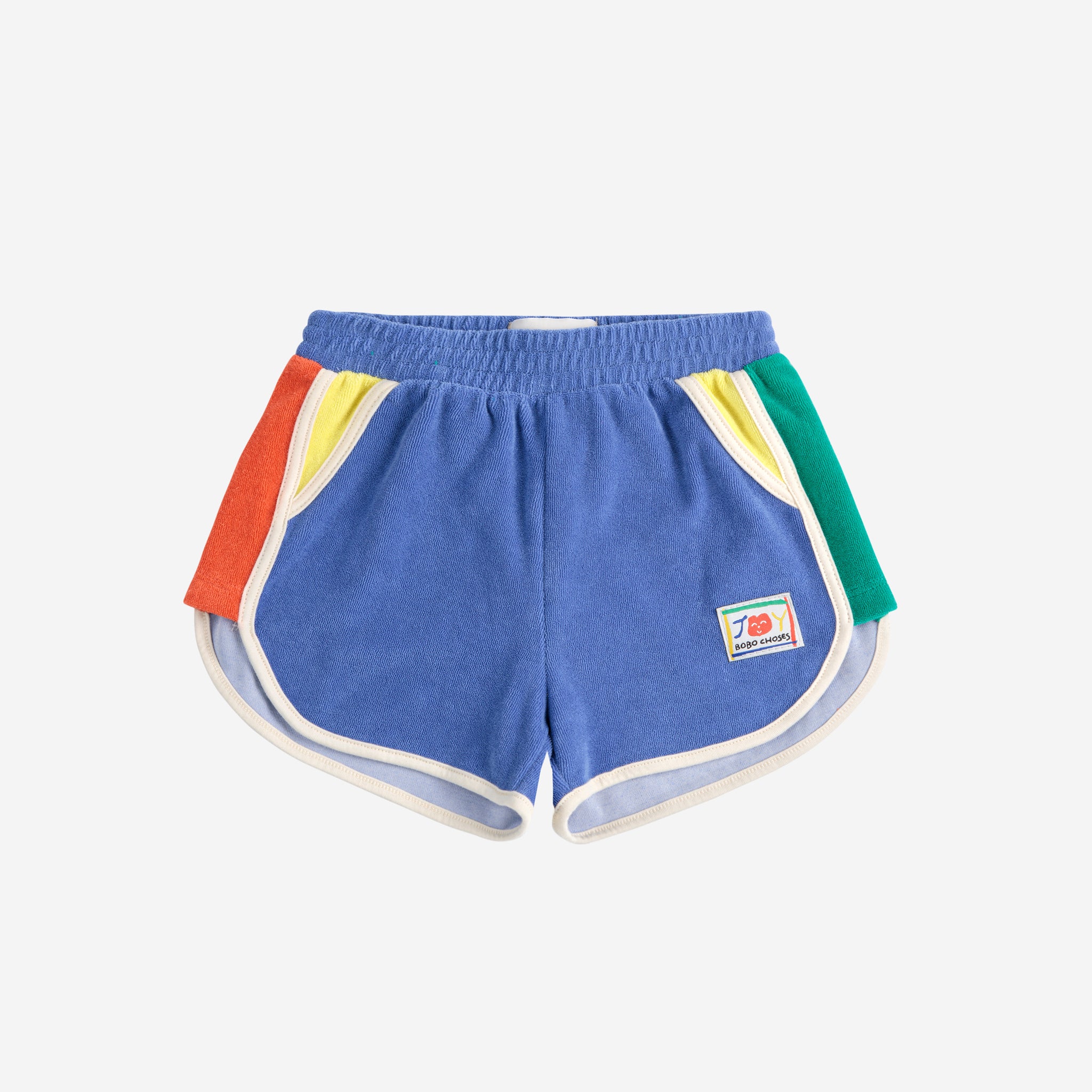 Girls Blue Embroidery Smiling Cotton Shorts