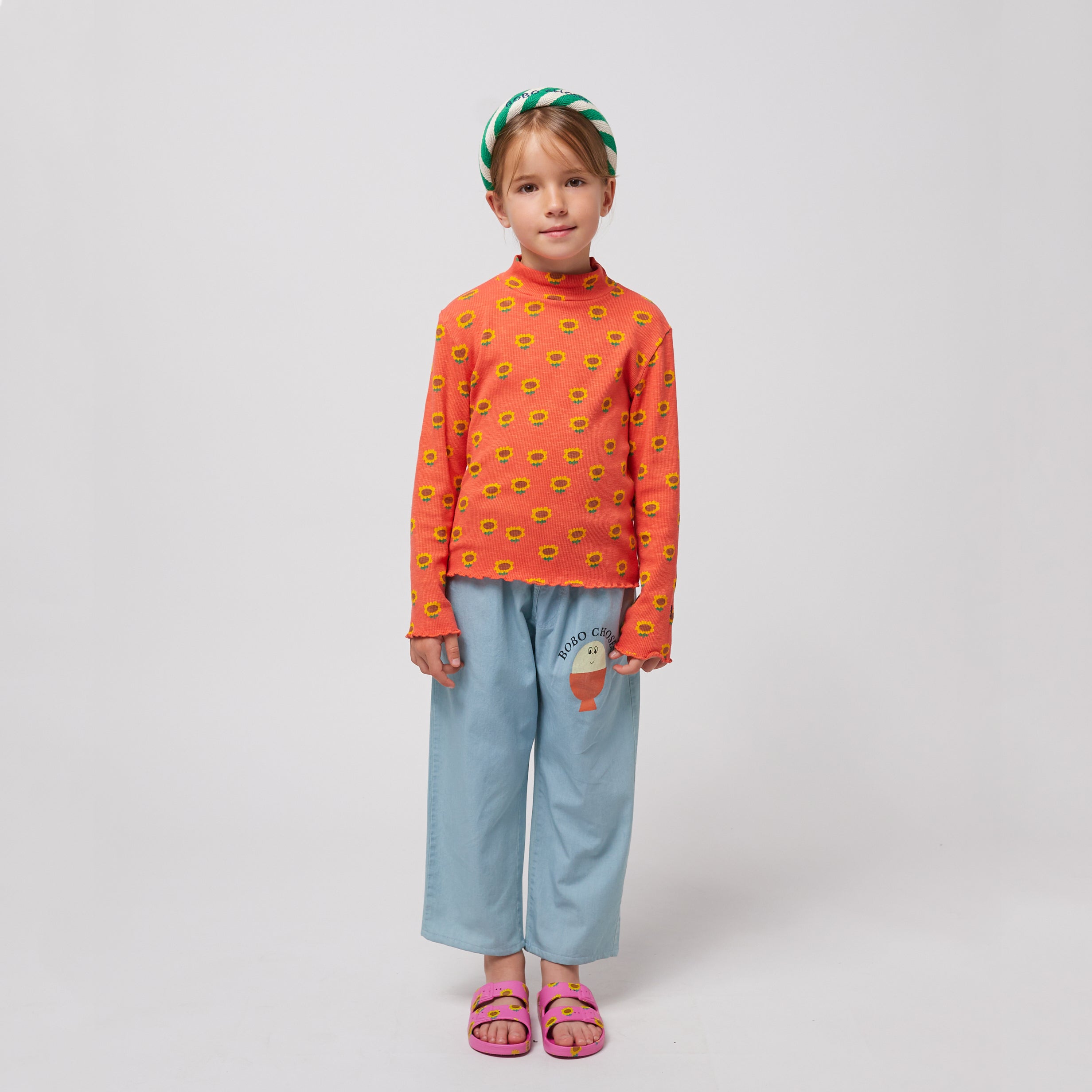 Girls Blue Printed Logo Trousers