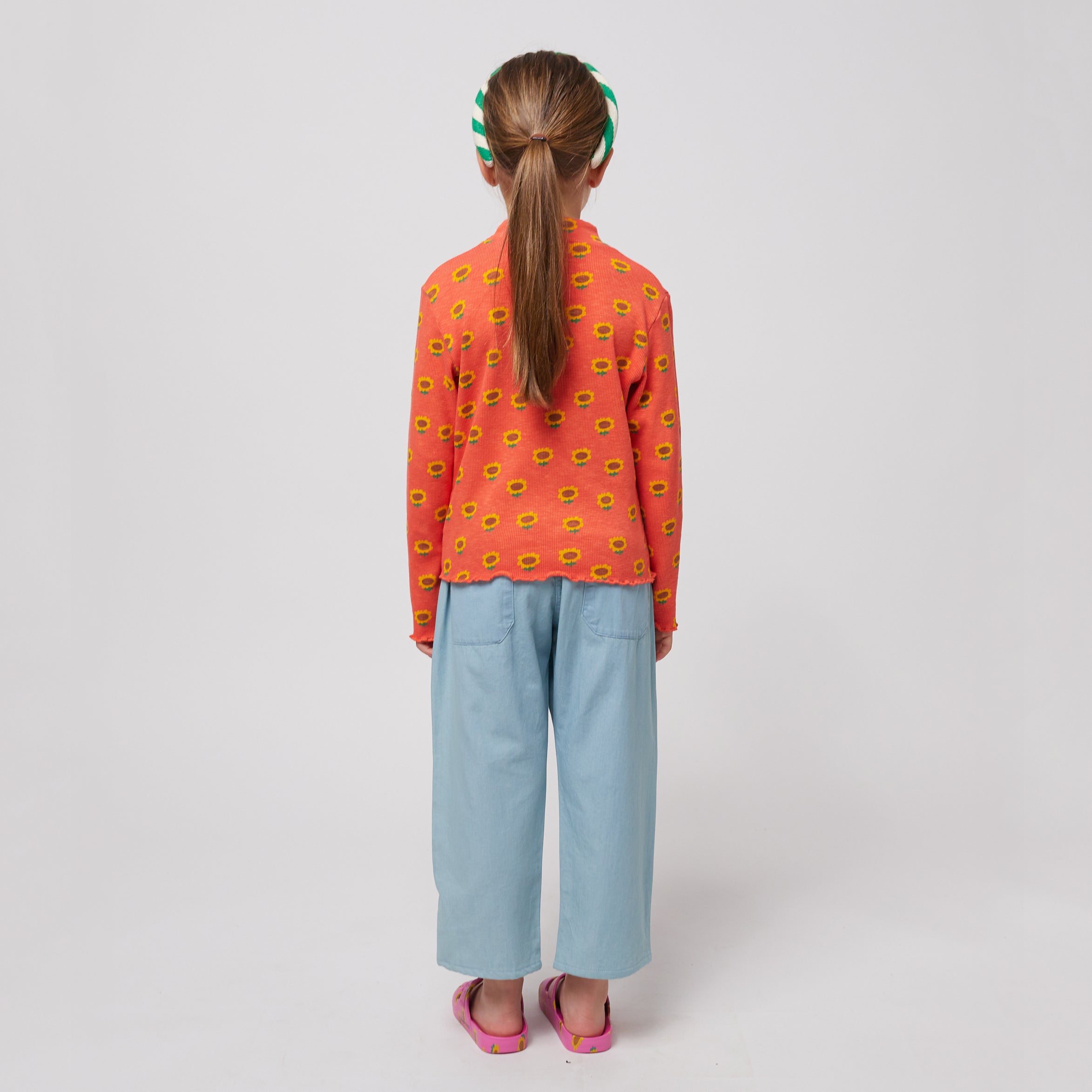 Girls Blue Printed Logo Trousers