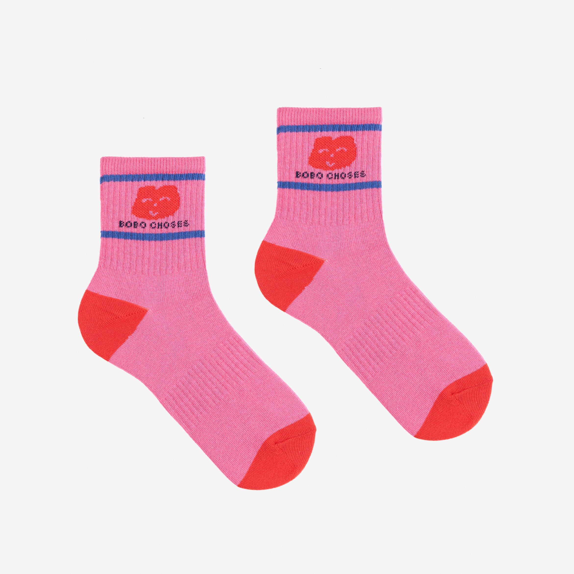 Girls Pink Printed Logo Cotton Socks
