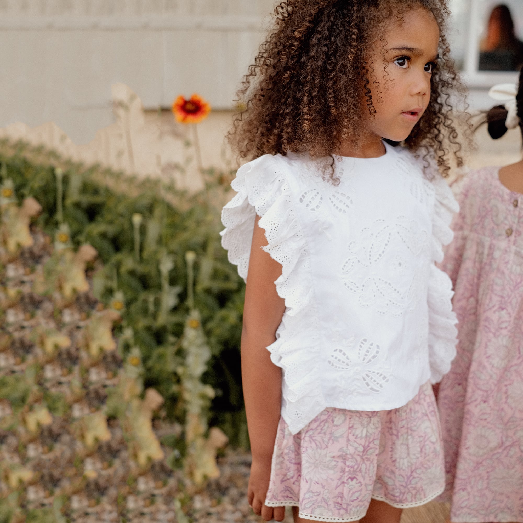 Girls White Embroidered Cotton Top