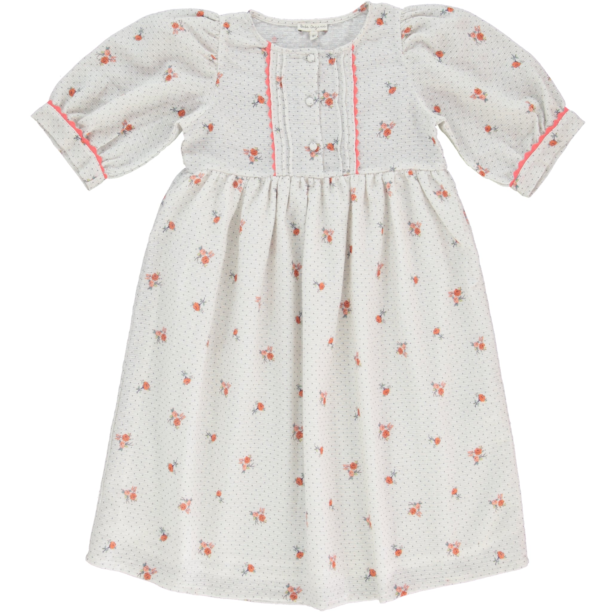 Girls White Floral Cotton Dress