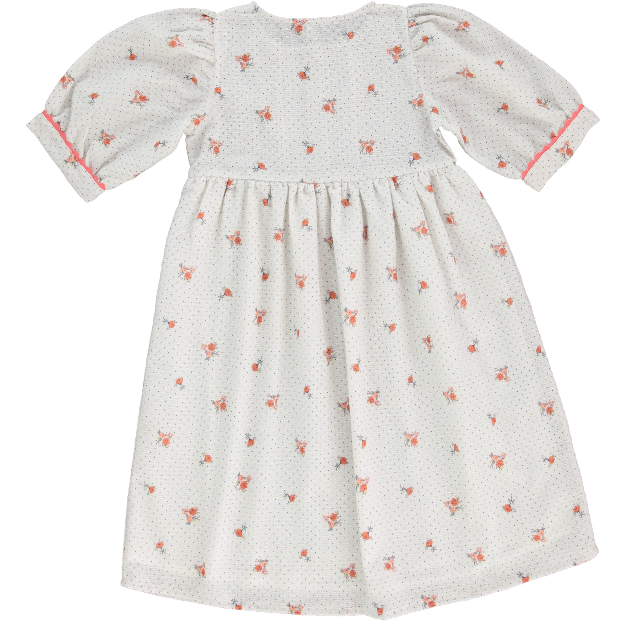 Girls White Floral Cotton Dress