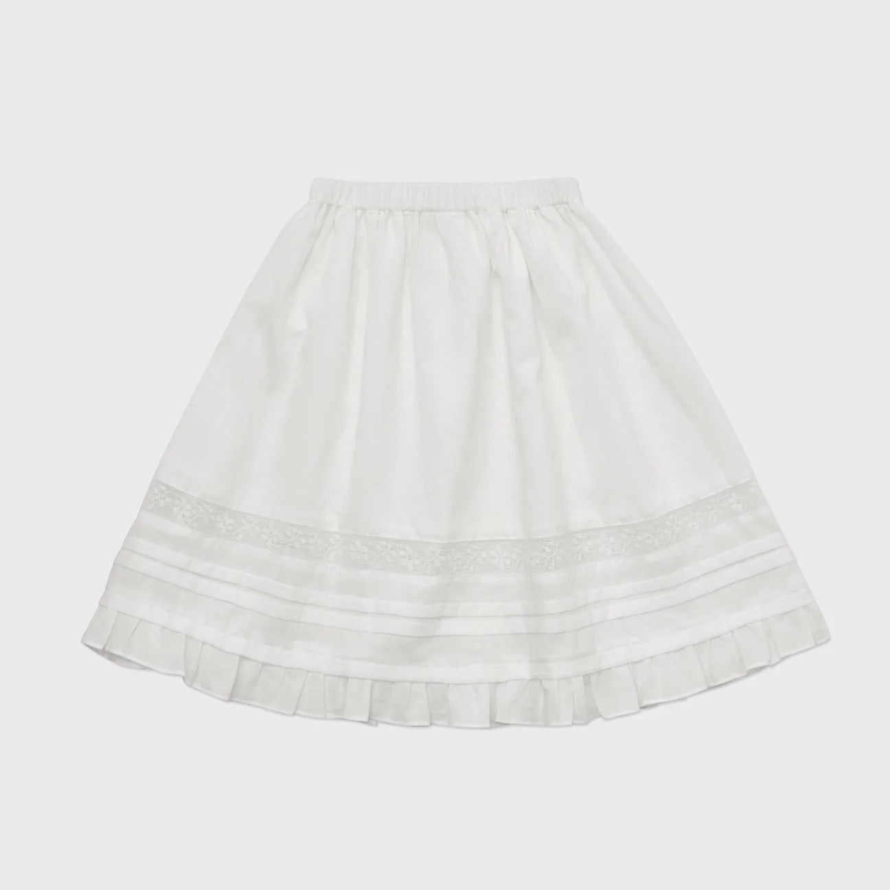Girls White Cotton Skirt
