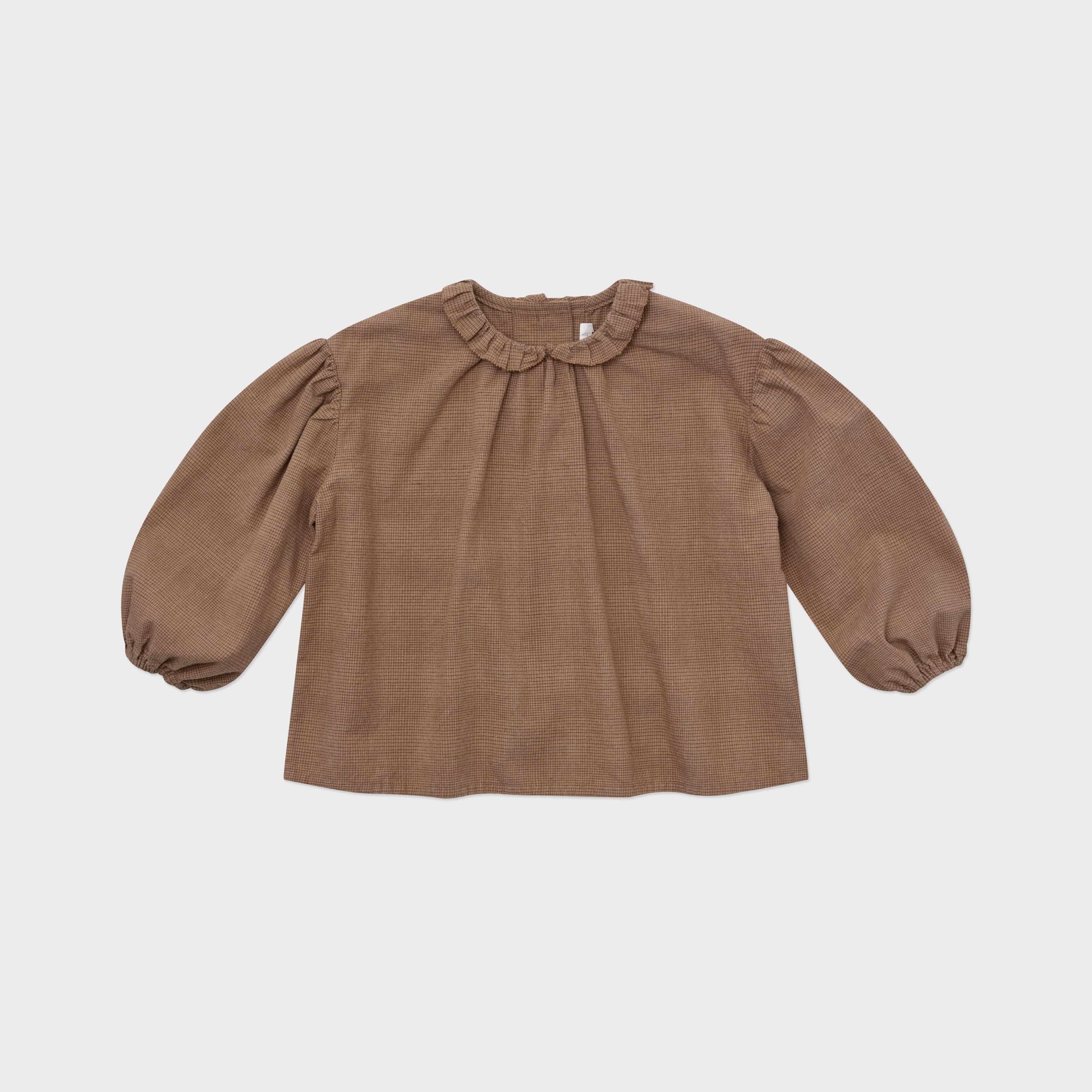 Girls Brown Check Cotton Shirt