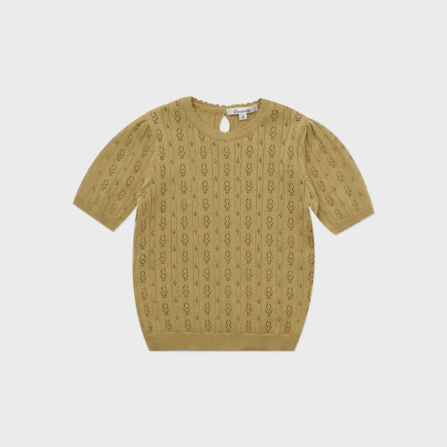 Girls Olive Cotton Knit Pullover