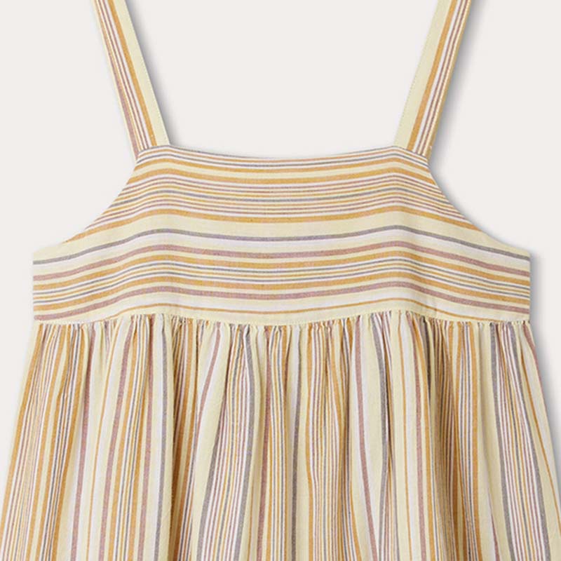 Girls Multicolor Stripes Cotton Dress