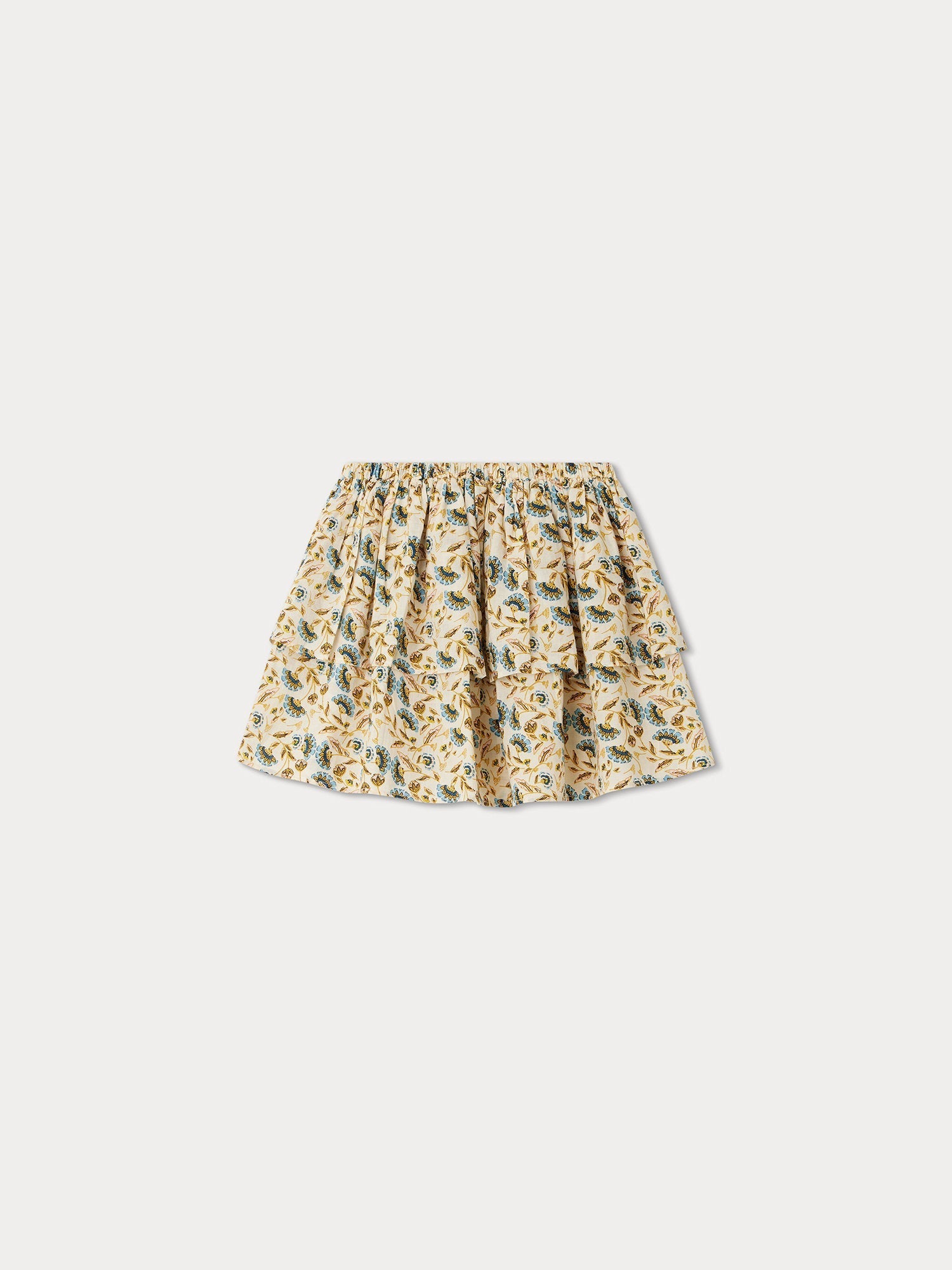 Girls Yellow Floral Cotton Skirt