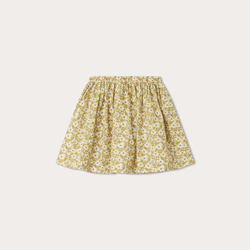 Girls Yellow Floral Cotton Skirt