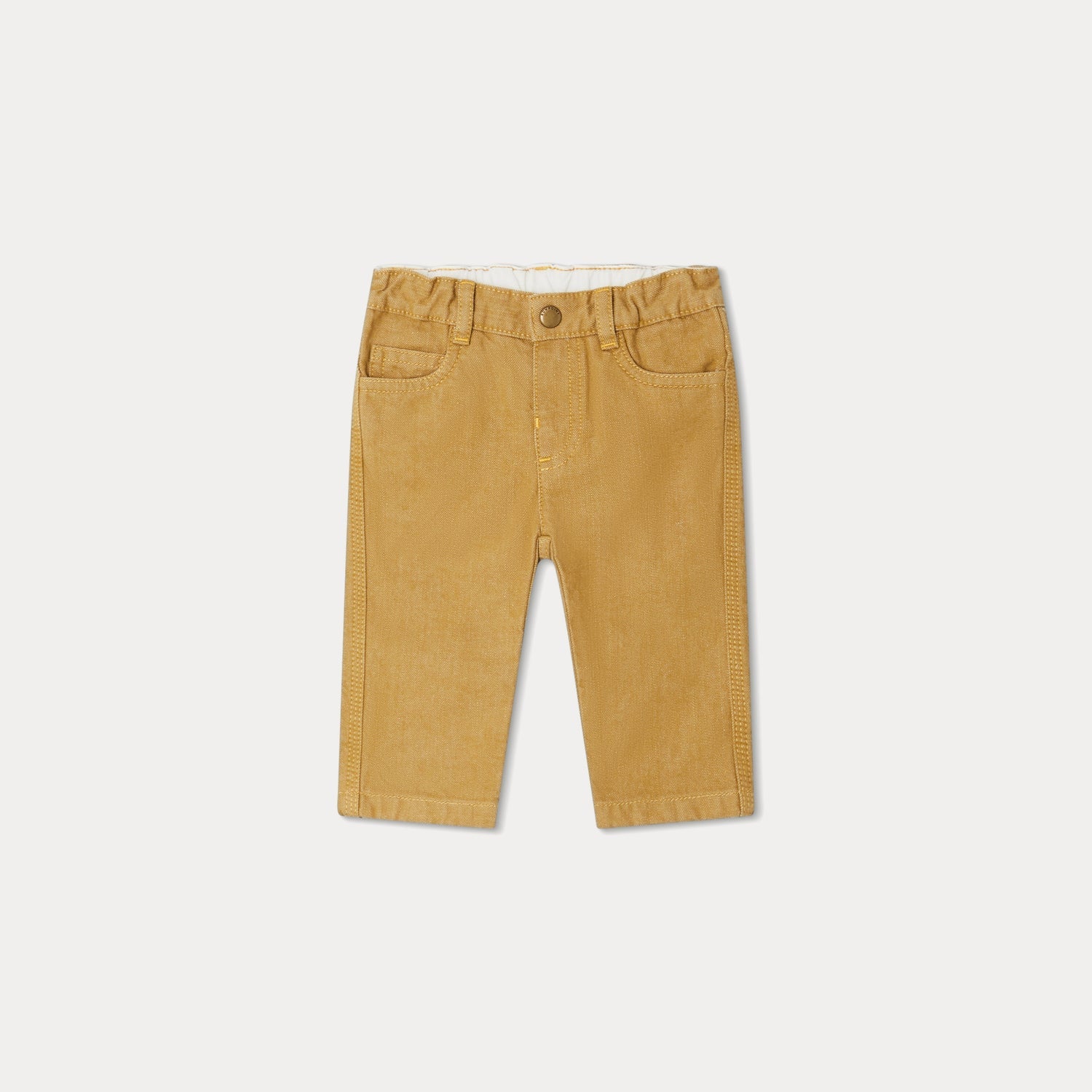 Baby Boys & Girls Yellow Cotton Trousers