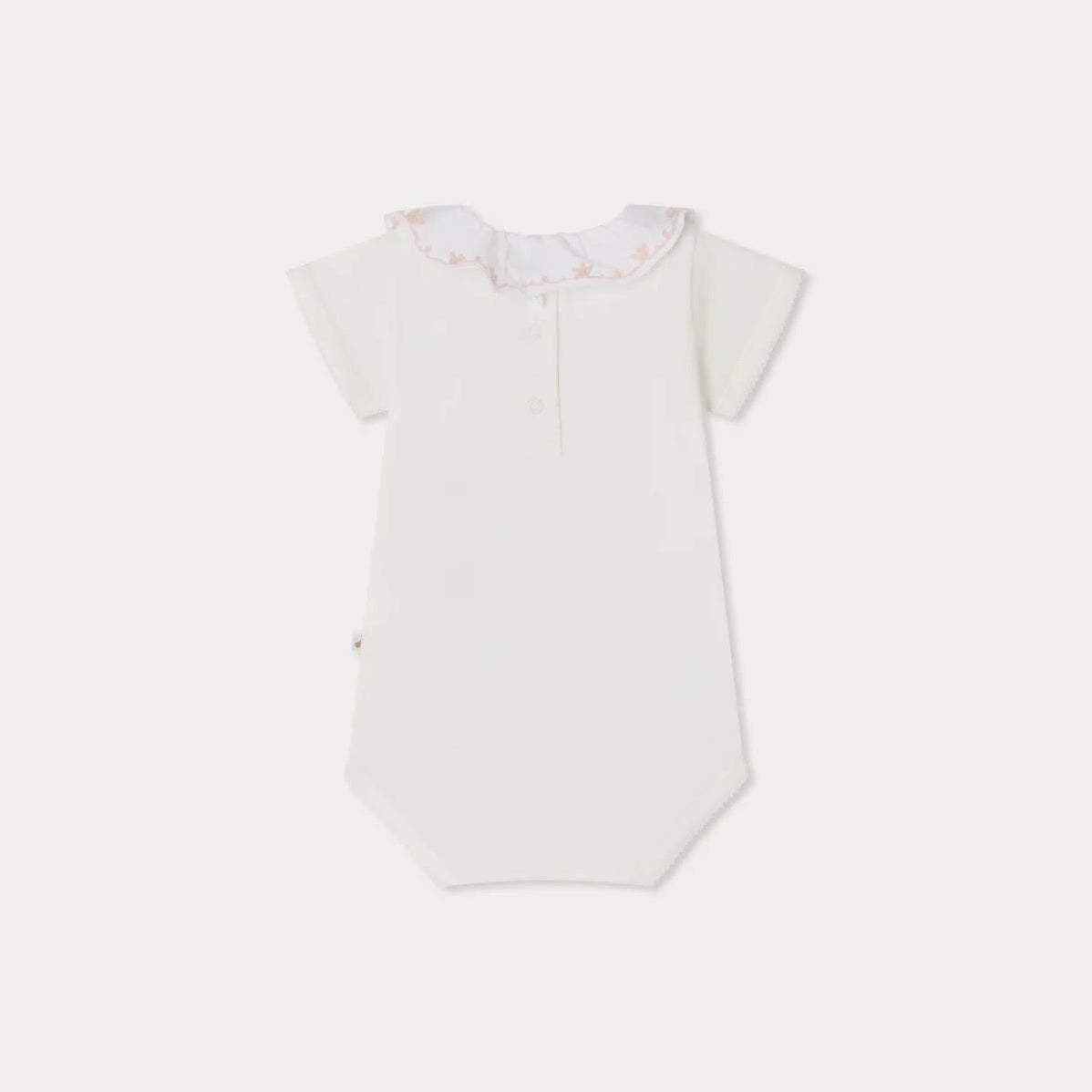 Baby Girls White Cotton Babysuit