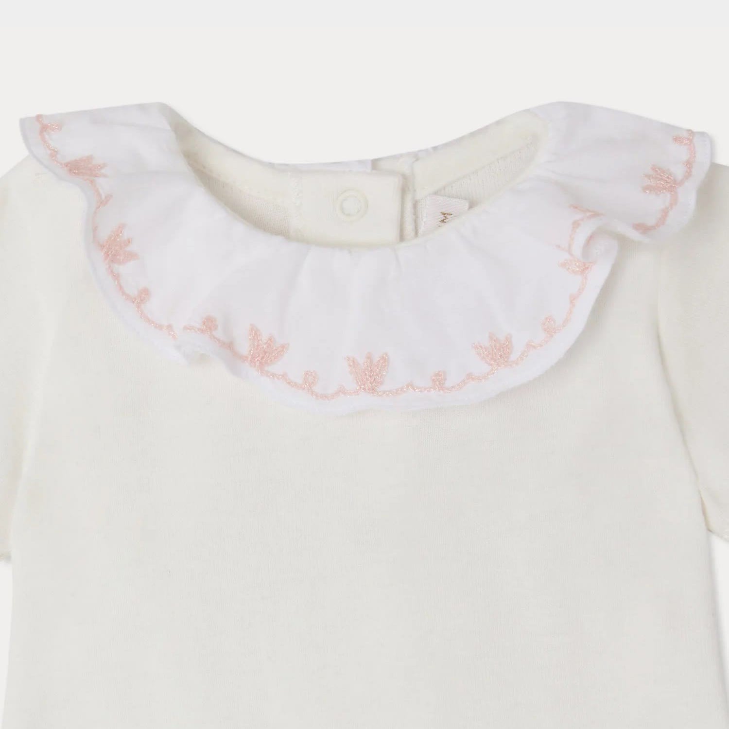 Baby Girls White Cotton Babysuit