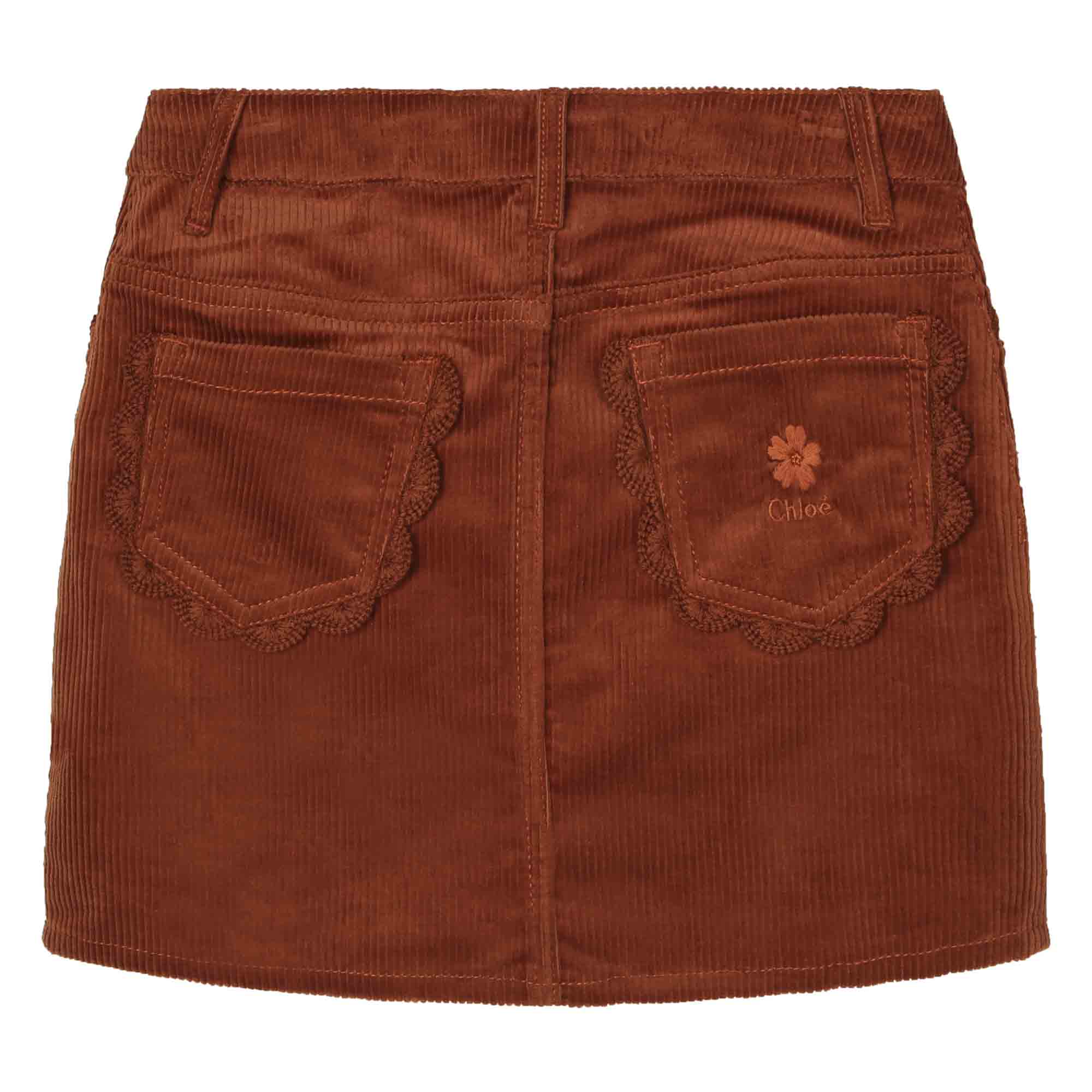 Girls Brown Corduroy Skirt