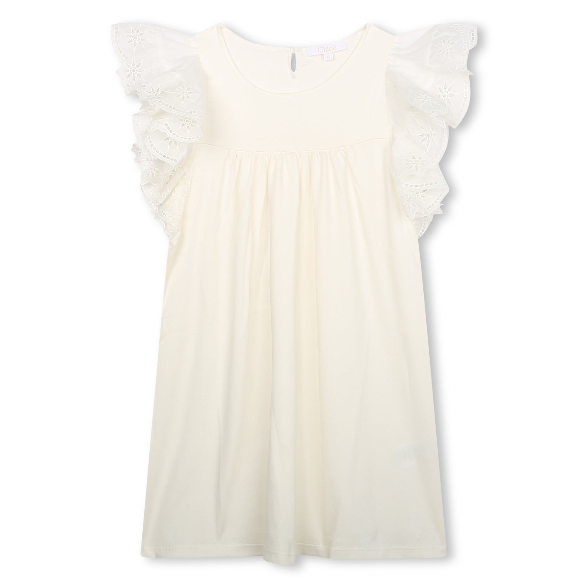 Girls White Ruffled Cotton Dress