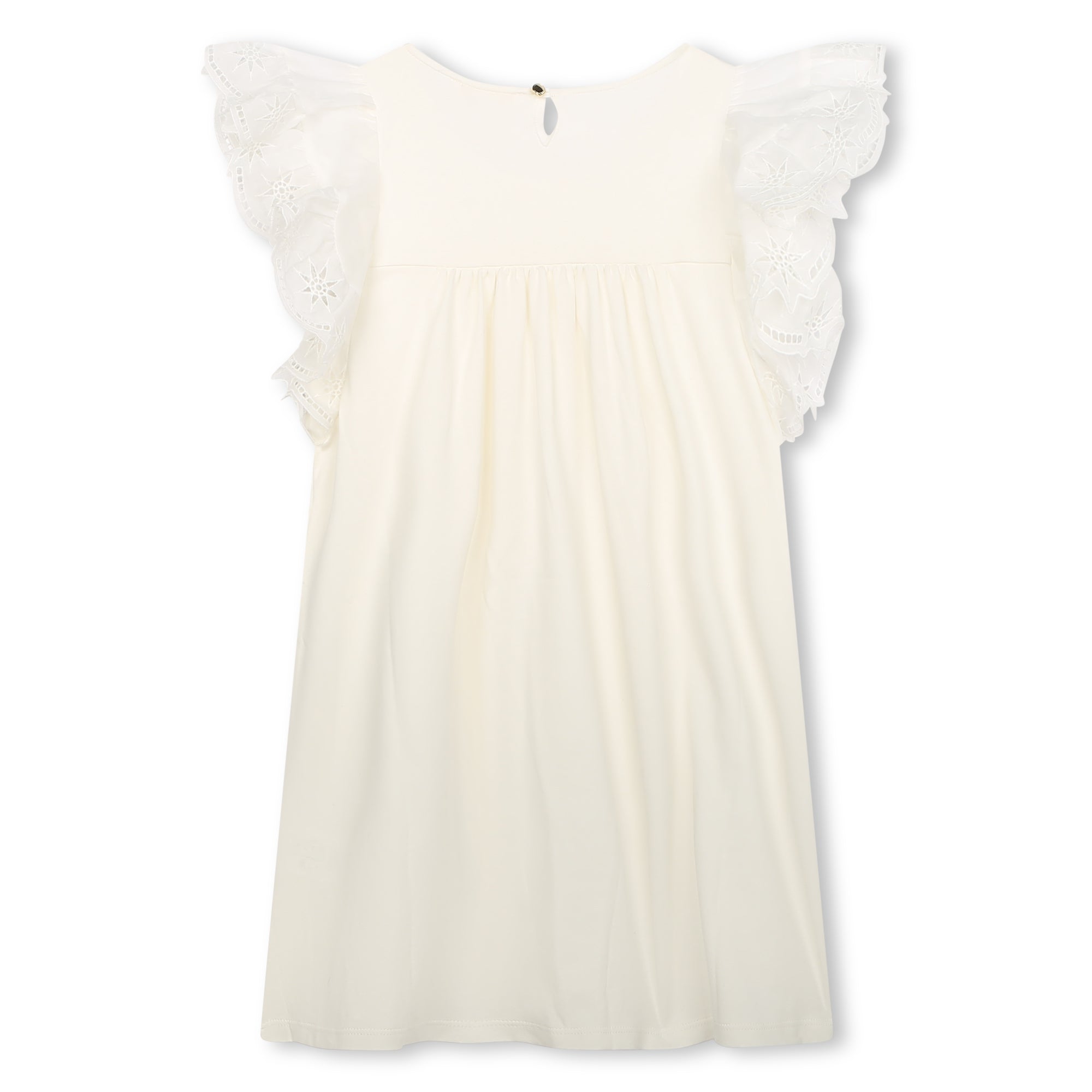 Girls White Ruffled Cotton Dress