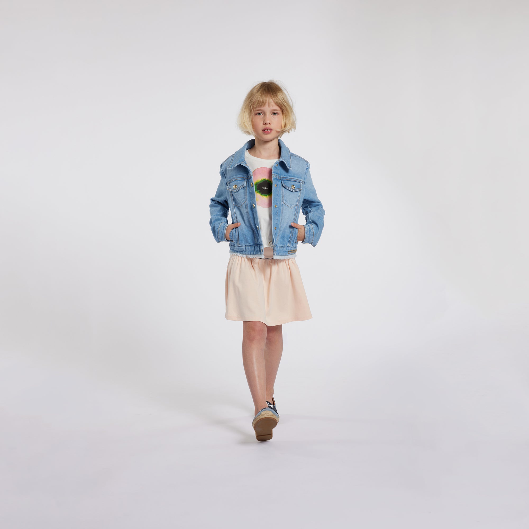 Girls Light Pink Cotton Skirt