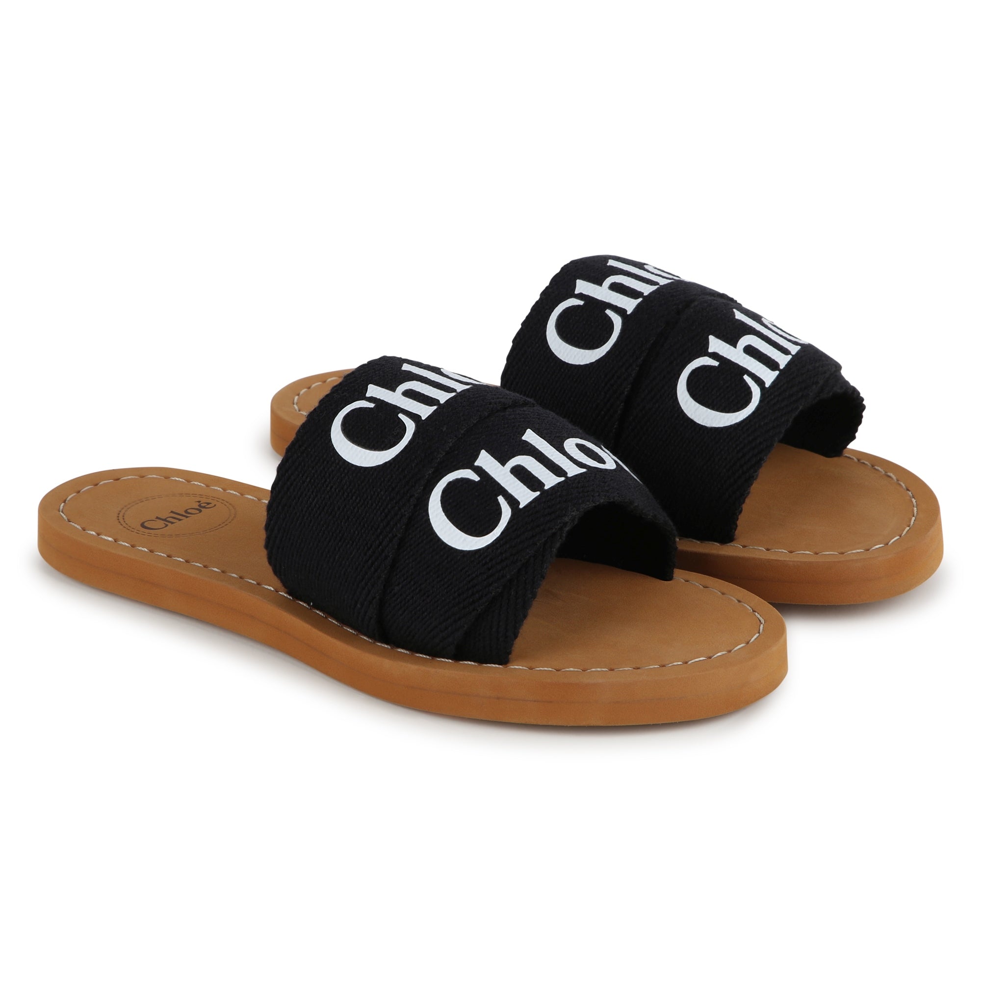 Girls Black Logo Slippers