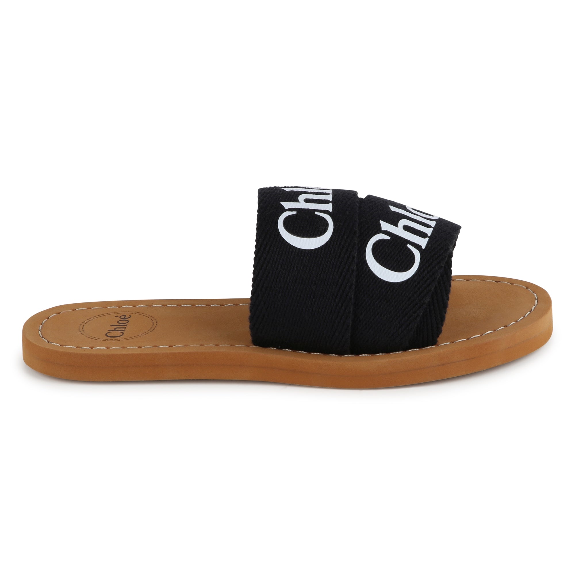 Girls Black Logo Slippers