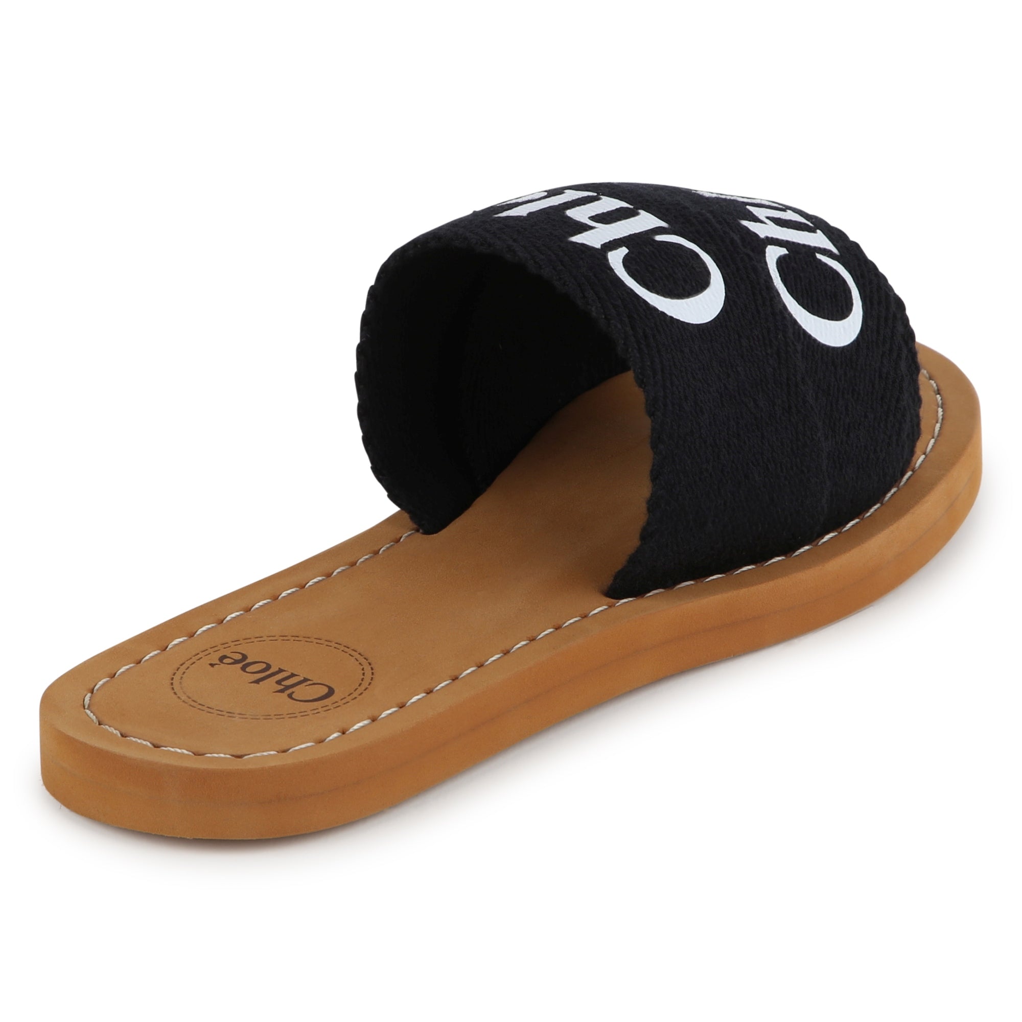 Girls Black Logo Slippers