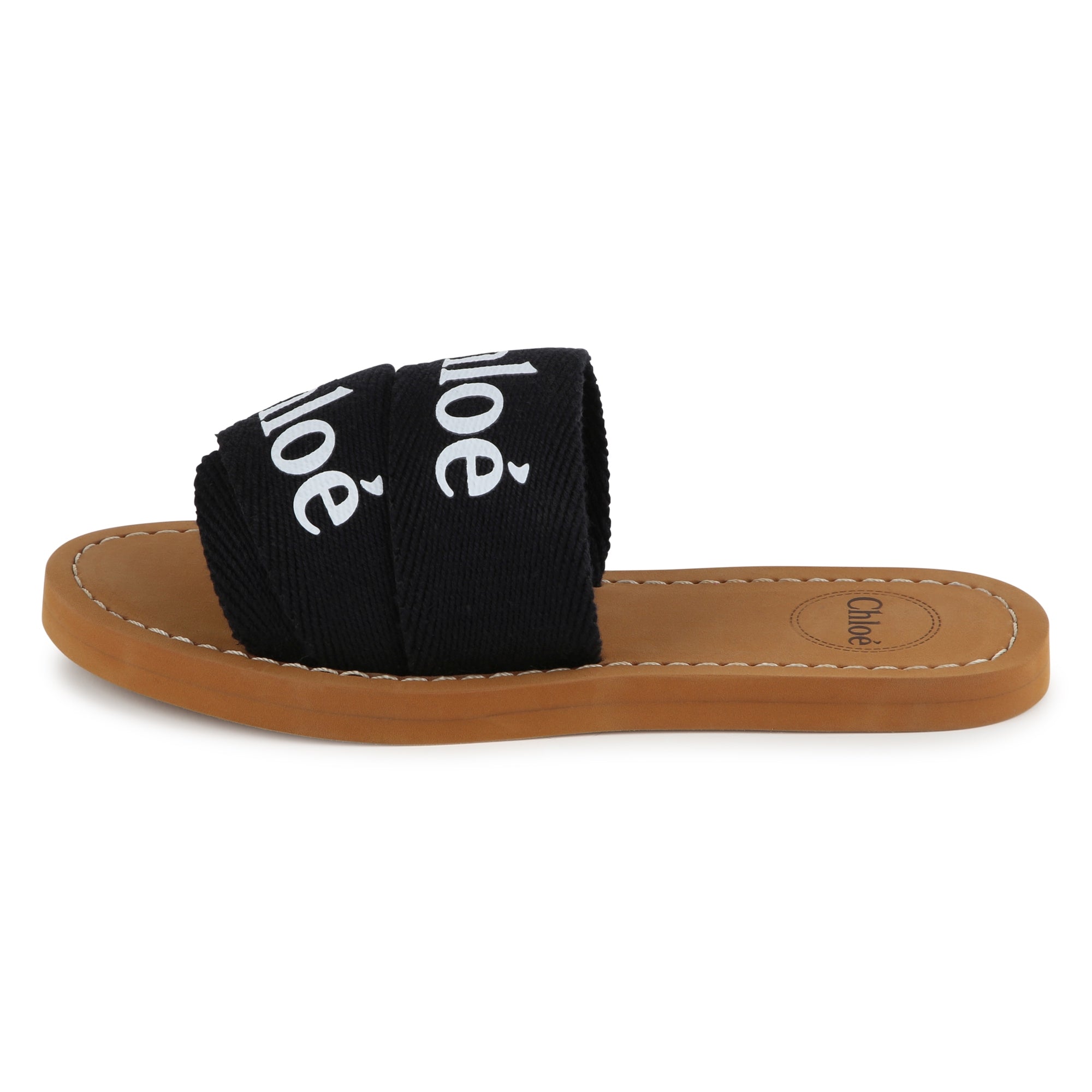 Girls Black Logo Slippers