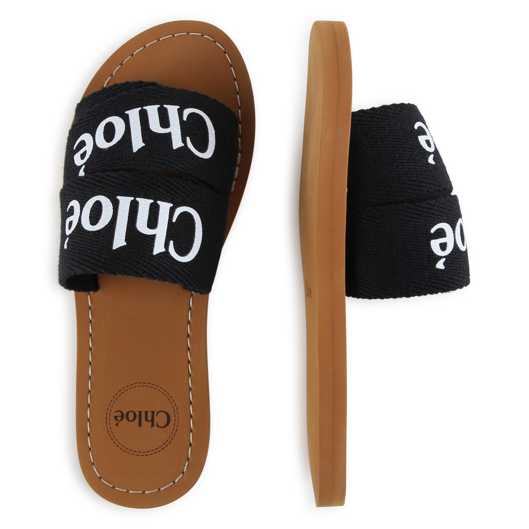 Girls Black Logo Slippers