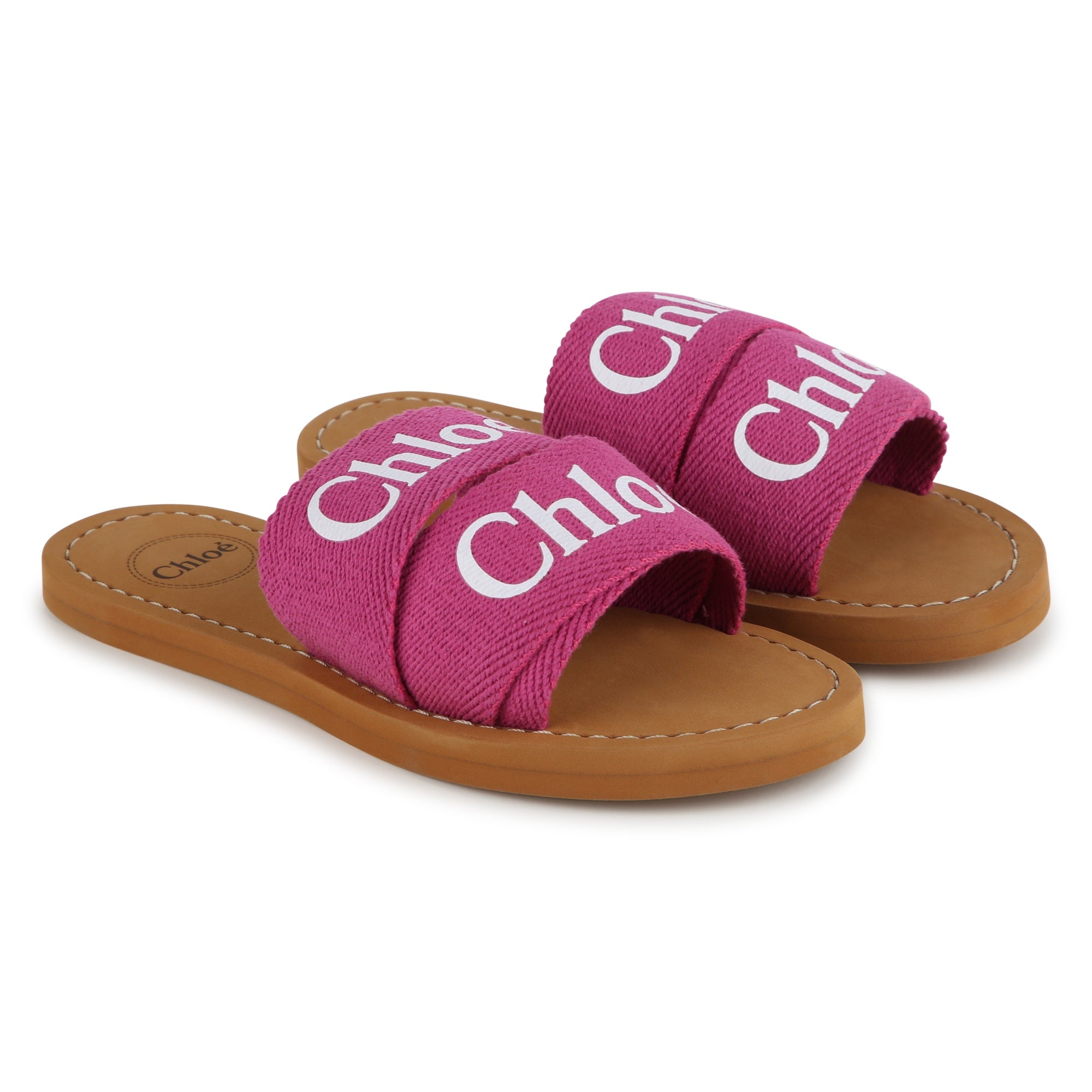 Girls Fuchsia Logo Slippers