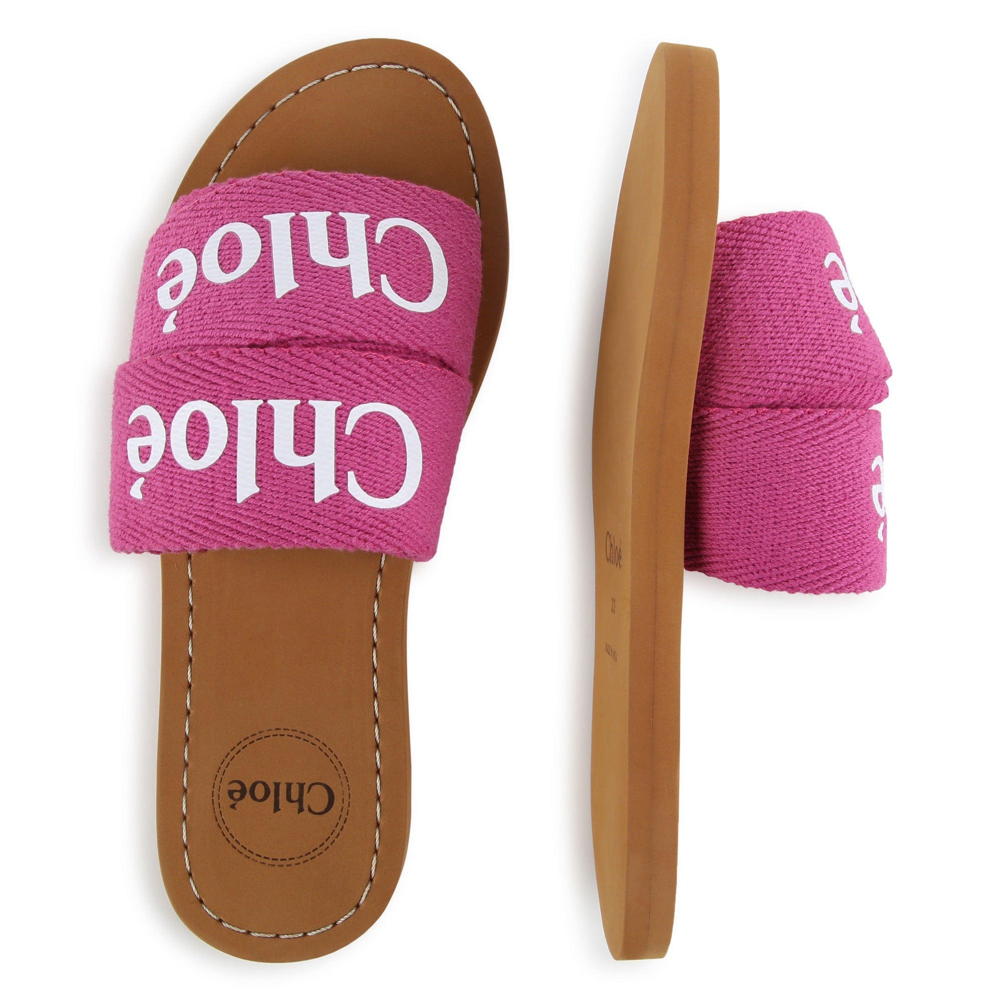 Girls Fuchsia Logo Slippers