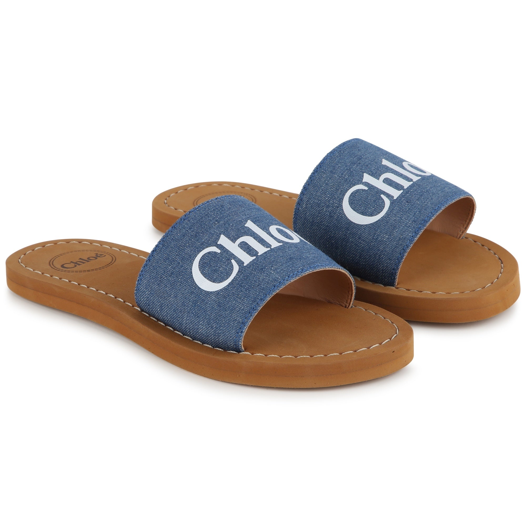 Girls Blue Denim Slippers