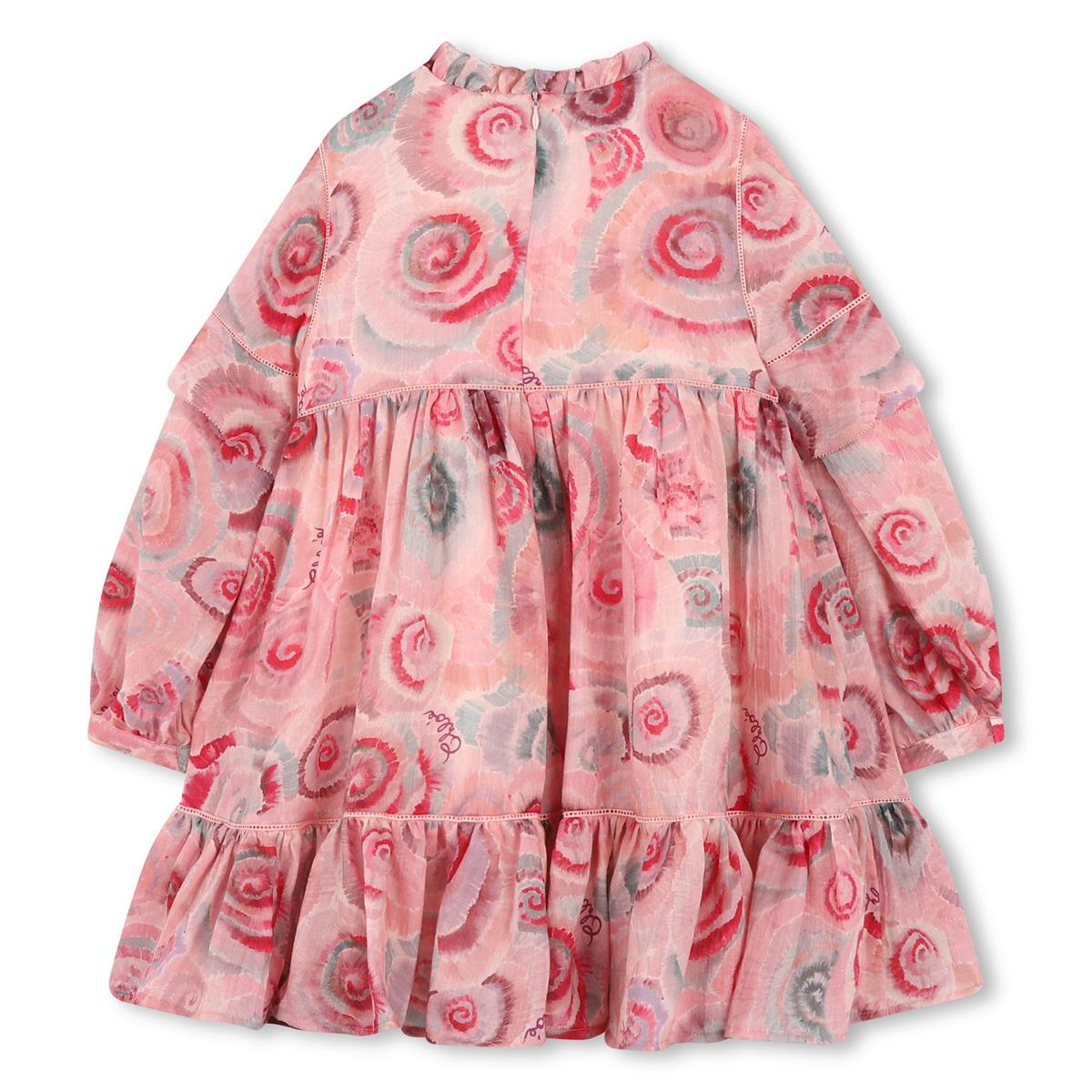 Girls Pink Flower Wool Dress