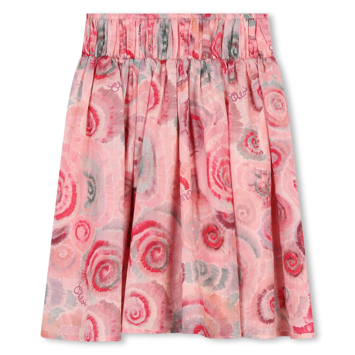 Girls Pink Flower Wool Skirt