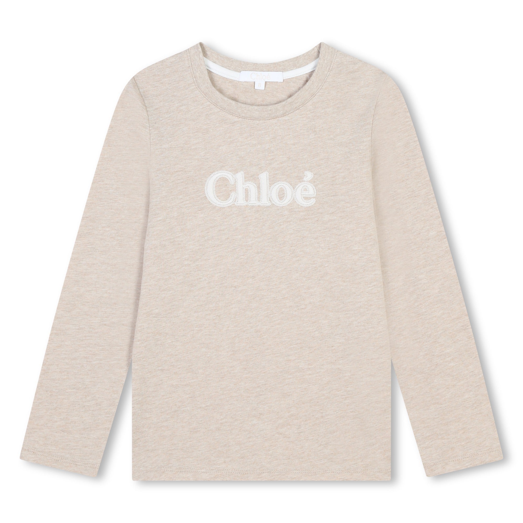 Girls Beige Logo Cotton T-Shirt