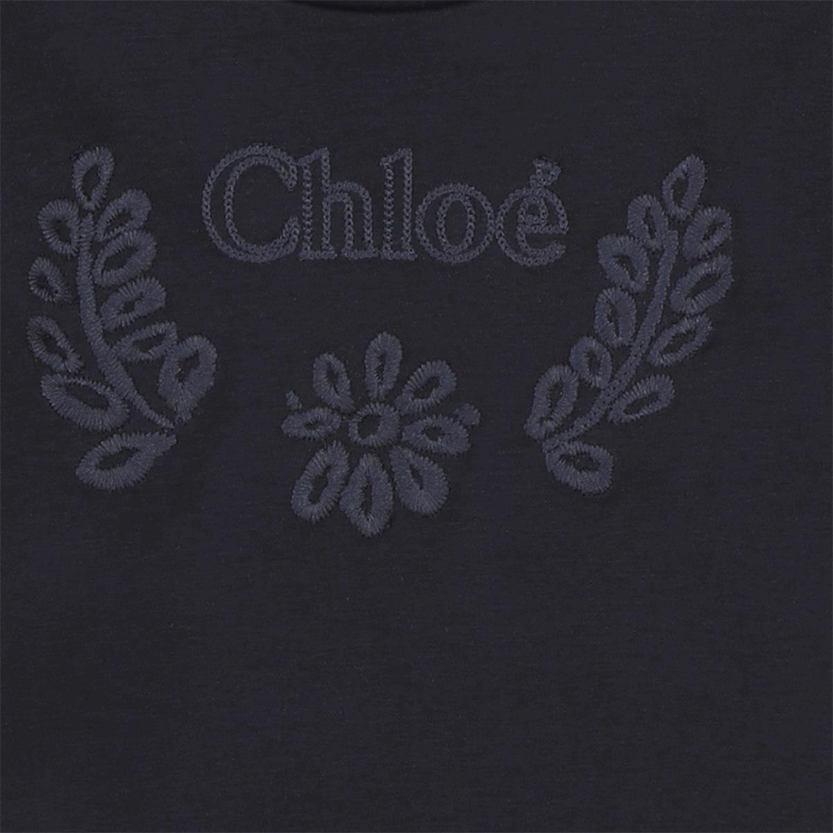 Girls Dark Blue Cotton T-Shirt