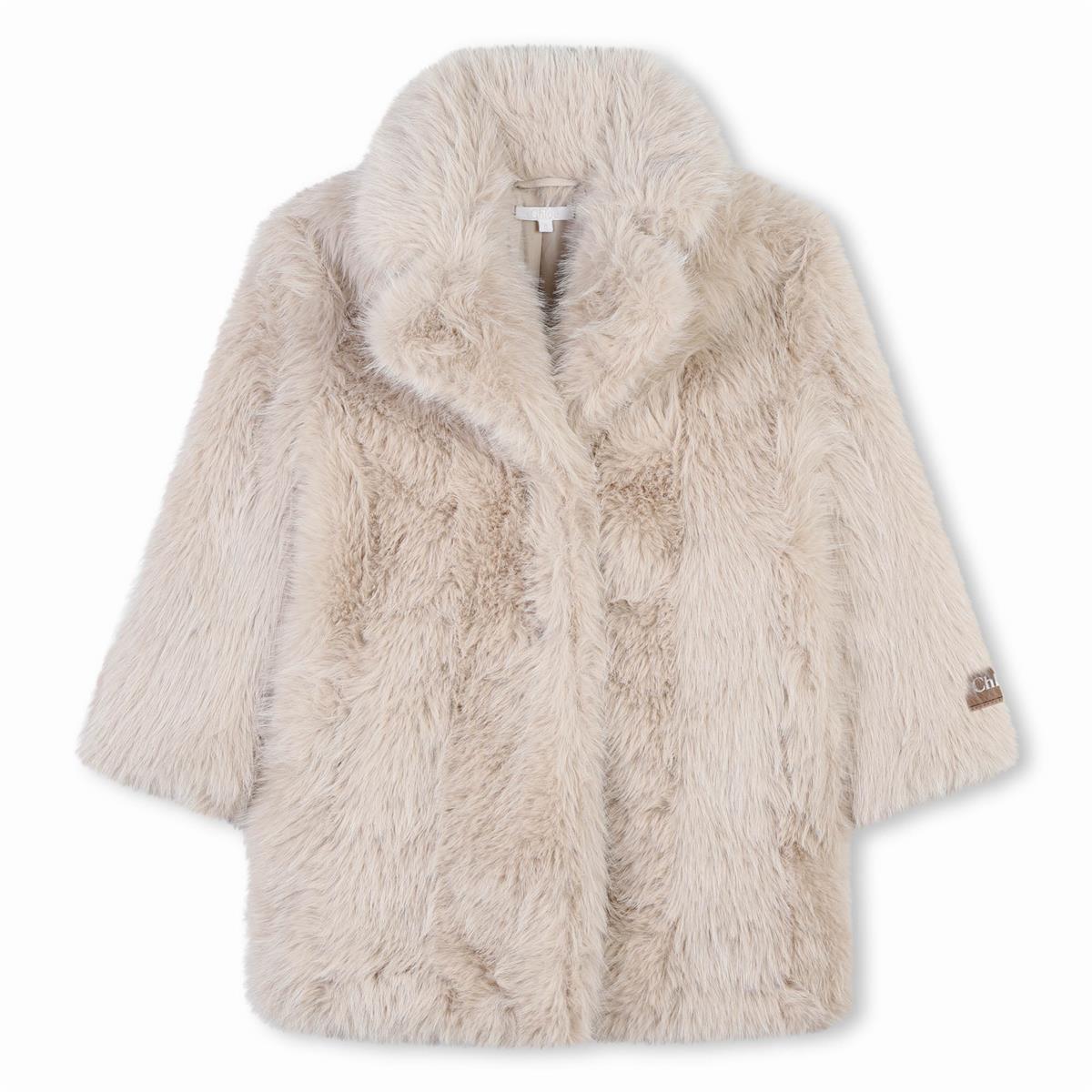 Girls Beige Fur Coat