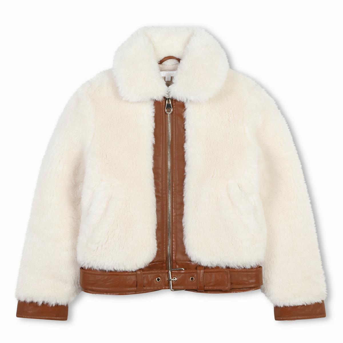 Girls Beige Fur Jacket