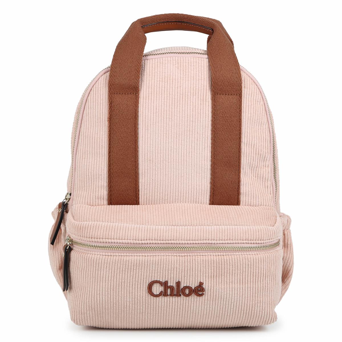 Girls Pink Corduroy Backpack(36x28x12cm)