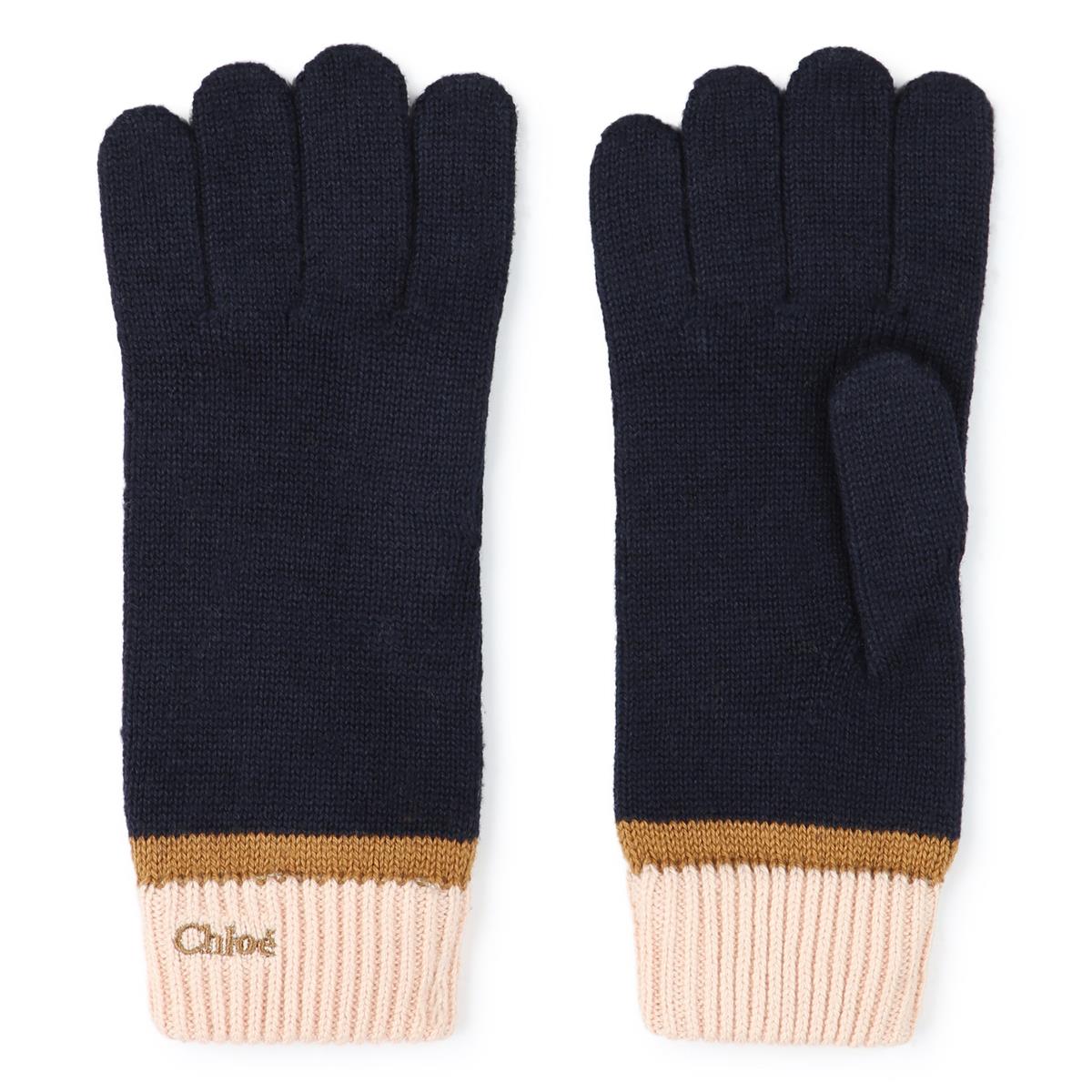 Girls Dark Blue Cotton Mittens