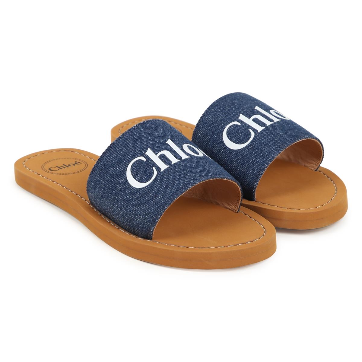 Girls Blue Logo Slippers